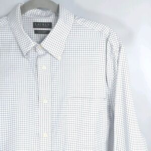 Lauren Ralph Lauren Black Label Shirt Mens 17 34/35 XL Reg Fit Black Brown Plaid